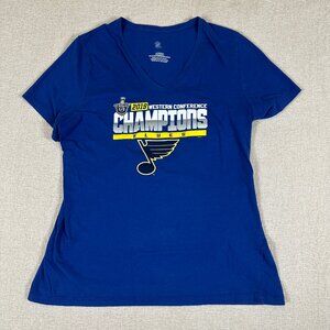 St Louis Blues 2019 Western Conference Champions V Neck Tee Womens XL